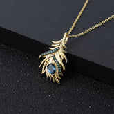 Spot Design London Blue Topaz 925 Silver Making Feather Series Jewelry Set